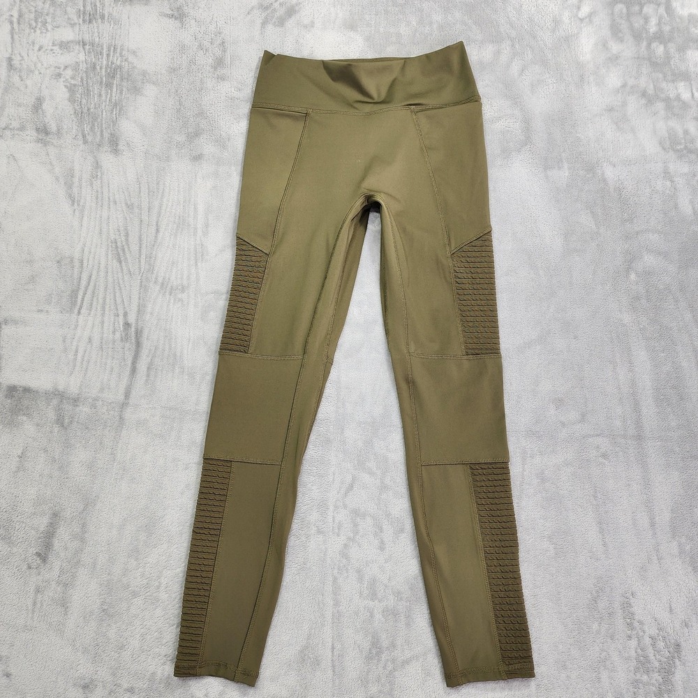 Fabletics Leggings Womens M Green Dark‎ Moss Motion365+ High Waist Moto Yoga